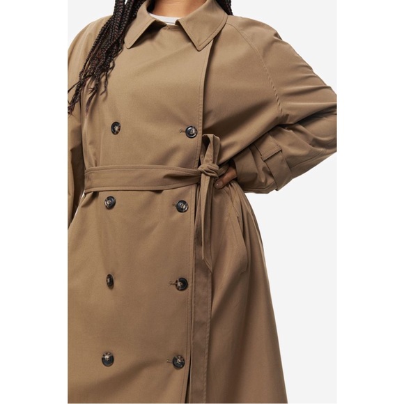 Dark Beige Double Breasted Long Trench Coat - Picture 10 of 10